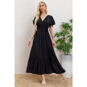 Likeshop - Maxi Vestido Largo Mujer Primavera Premium. Abertura, Cuello V 326