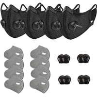 Xusx111 - 4 Pack Unisex Ajustable Reutilizable Lavable Polvo Proteger La Boca Con 8 Filtros De Carbono Y 8 Válvulas De Respiración Para La Bicicleta Correr Montar Ciclismo Deporte Al Aire Libre Negro