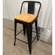 thumbnail image 3 of Taburete Alto Tolix 66 cm Negro con Respaldo Acero y Asiento de Madera Clara, 3 of 8