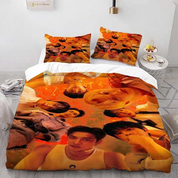 Korean Boy Group Fish Eye Lens Promotional Photo Themed Bedding Set Soft and Comfortable for All Seasons Ideal for Home and Bedroom Use