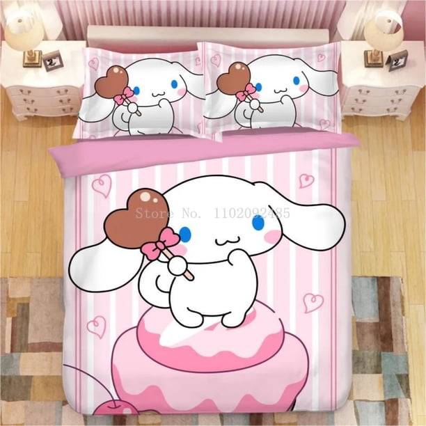 x559 Bed SheetsBig Eared Dog Anime Duvet Cover Set Kawaii Comfort Soft Polyester Set Children's Bedding Sets Bedroom Bedding Decoration 3-Piece Bedding Set (1 Duvet Cover + 2 Pillow Shams) nj559