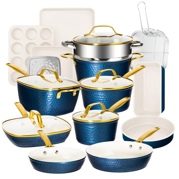 Juego de utensilios de cocina Gotham Steel Hammered, 20 piezas, cerámica de inducción
