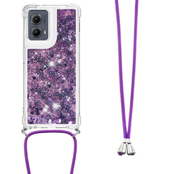 Funda FOXDOCK para Motorola Edge 2024 5G con Cuerda Ajustable, Brillo Líquido, Protección Antigolpes y Lente – Ideal para Regalo