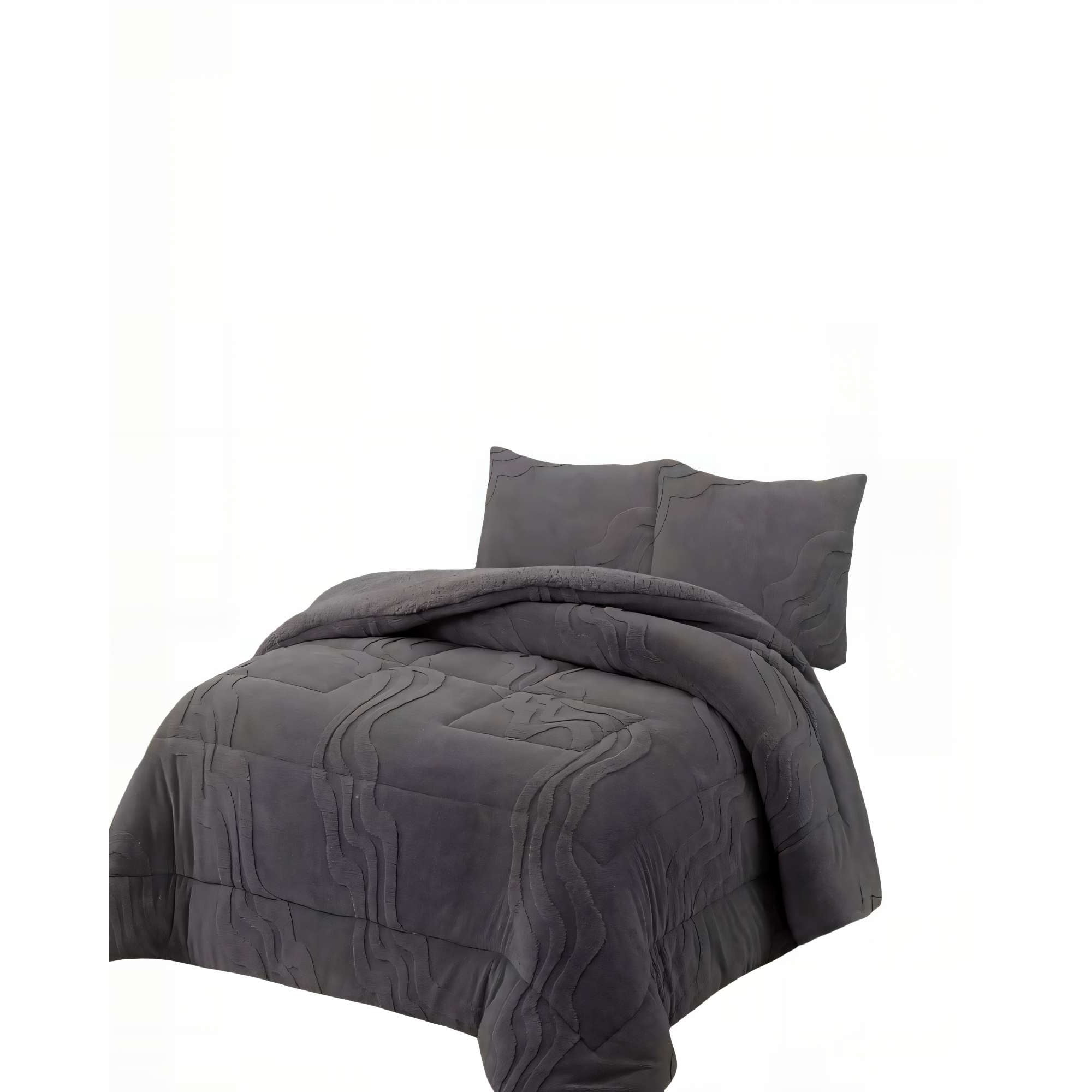 Genérico - Cubrecama De Relieve 2 Plazas Color Gris Oscuro