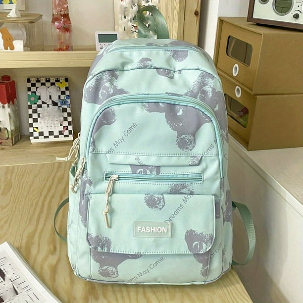 Stylish Bear Print School Bag - Large Capacity Travel Backpack for Everyday Use