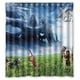 thumbnail image 1 of Cortina de ducha de Anime Monster War con ganchos, tamaño 66 x 72 pulgadas, 1 of 3
