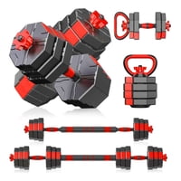 Yep - Set Mancuernas Barra Rusa Ajustables 30 Kg 3 En 1 Rojo