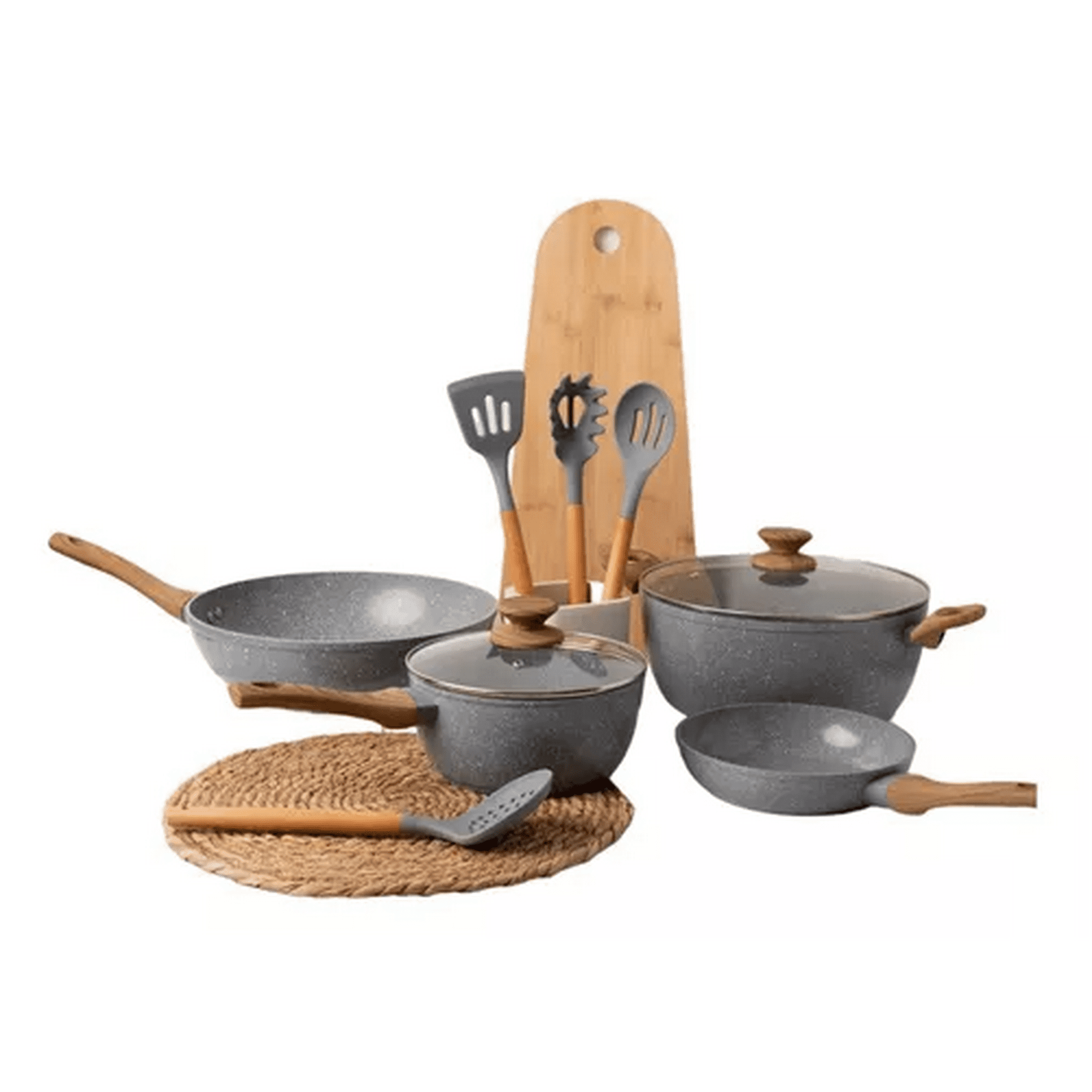 Genérico - Batería De Cocina De 10 Piezas, Antiadherente, Cerámica Marmolada