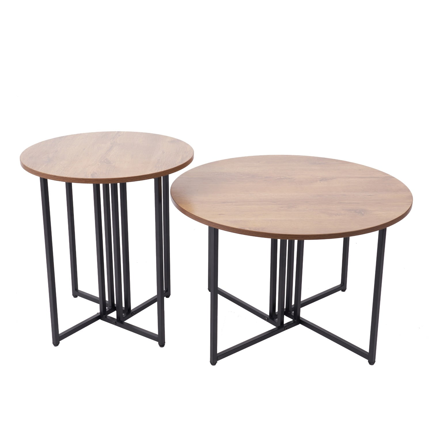 Moad - Pack De 2 Mesas De Centro Redondas – Madera Clara