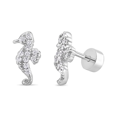 Tiana Joyas - Aros De Caballito De Mar Con Circones De Plata 925