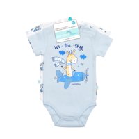 Bambino - Set 2 Body Manga Corta Celeste Jirafa Niño 12-18M