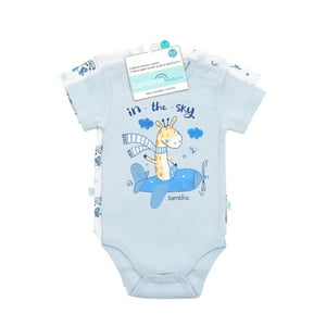 Bambino - Set 2 Body Manga Corta Celeste Jirafa Niño 12-18M