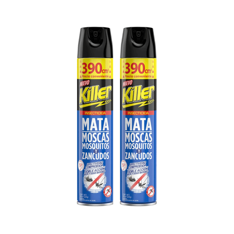 Killer - Pack 2 Insecticida En Aerosol 390Cc Protección Total Contra Mosquitos Y Moscas