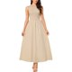 thumbnail image 1 of INSPIRE CHIC Vestido Maxi sin Mangas para Mujer con Diseño de Parches Línea A Cuello Redondo Elástico Casual Talla XL Beige, 1 of 6