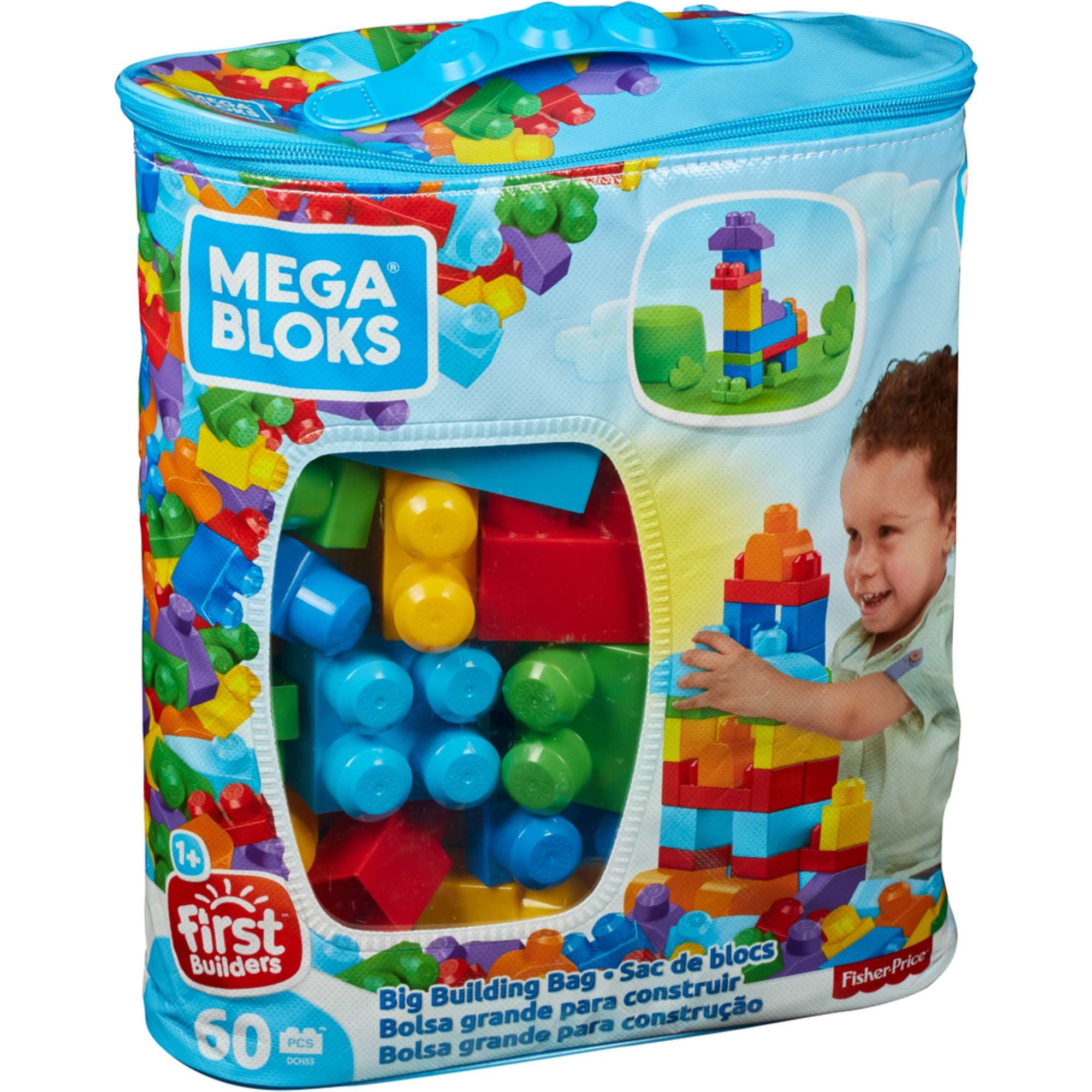 Mega Bloks - Juguetes Bolsa Bloques Construcción 60 Pzs Azul