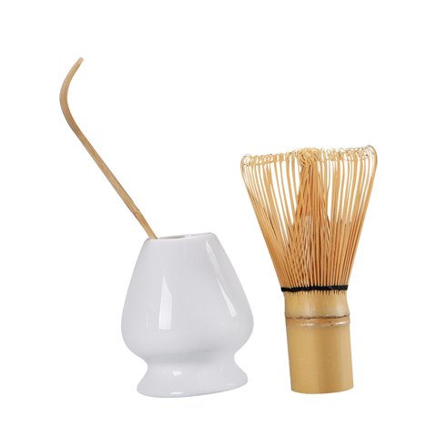 Magideal - Juego De Matcha De Estilo Japonés, Batidor De Bambú, Cuchara Para Matcha, Ceremonia Tradicional Japonesa Del Té Para Salón De Té, Soporte De Cerámica Para Batidor De Matcha, G Blanco