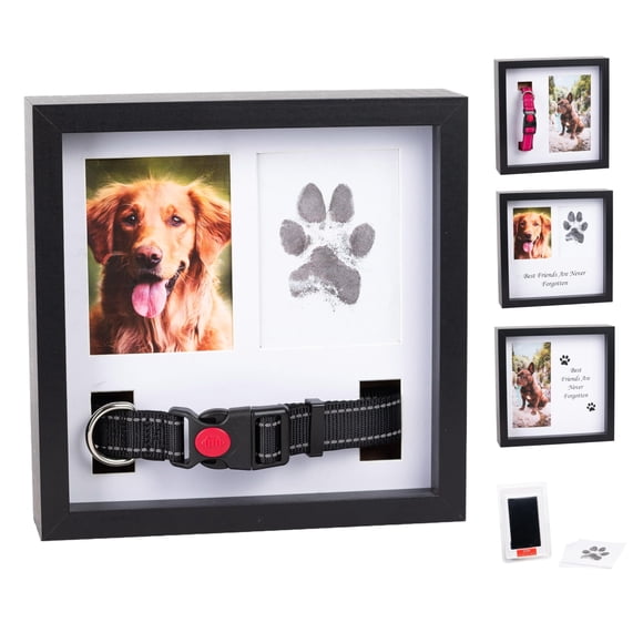Marco conmemorativo OtterPets para mascotas con collar y caja de sombra
