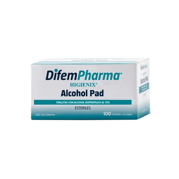 Toallitas con Alcohol Difem Pharma Higienix 70% Caja de 100 Unidades