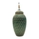 thumbnail image 1 of Florero Jarron Ceramica Verde Dorado Diseño Arabe Alargado, 1 of 8
