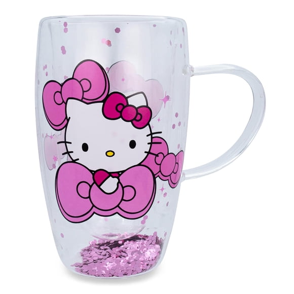 Taza de cristal Sanrio Hello Kitty Bows and Stars Confeti, 450 ml