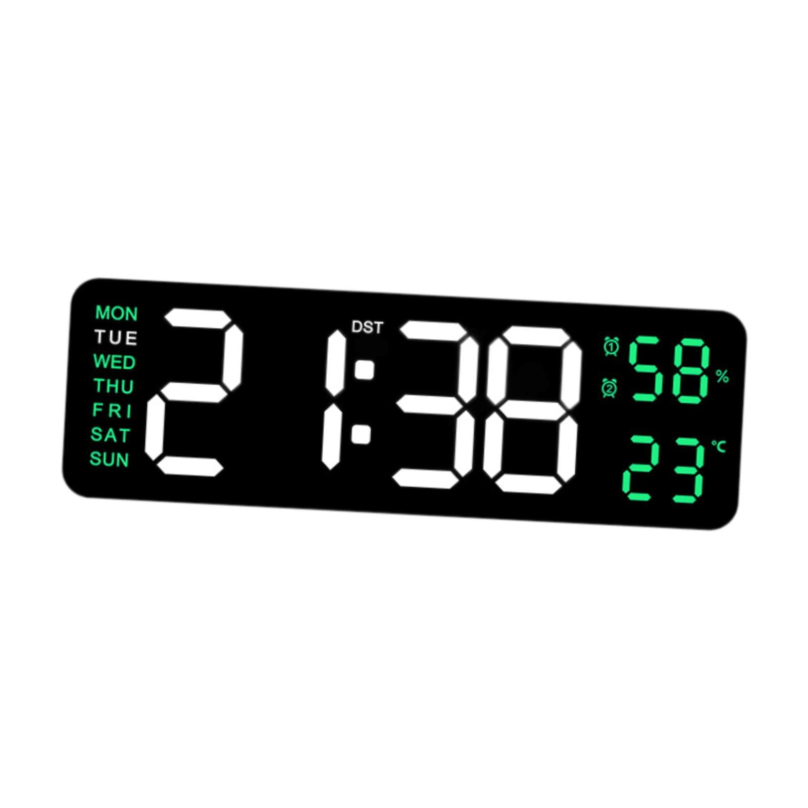 Magideal - Reloj Despertador Digital Con Pantalla Led, Función De Repetición Electrónica Dst, Reloj De Pared Con Pantalla Semanal Para Dormitorio, Aula, Oficina, Verde