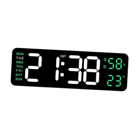 Magideal - Reloj Despertador Digital Con Pantalla Led, Función De Repetición Electrónica Dst, Reloj De Pared Con Pantalla Semanal Para Dormitorio, Aula, Oficina, Verde