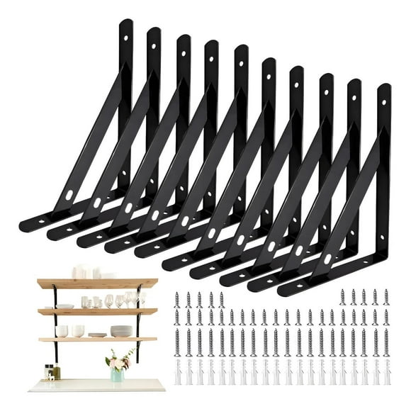 10 Pcs L Soporte Reforzado Para Acero Repisas De 20x12 Cm
