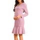 thumbnail image 4 of INSPIRE CHIC Vestido de Mujer Bodycon Sirena Tweed Manga Larga Elegante Cóctel Cola de Pescado M Rosa, 4 of 5