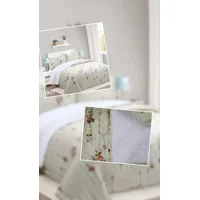 Casadeliacl - Cubrecama Quilt Sherpa 2Pl Celeste Claro Gris Y Detalles En Beige Estampado Floral