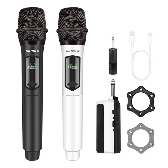 Micrófonos inalámbricos Talomen K602-BW Professional Dual Karaoke