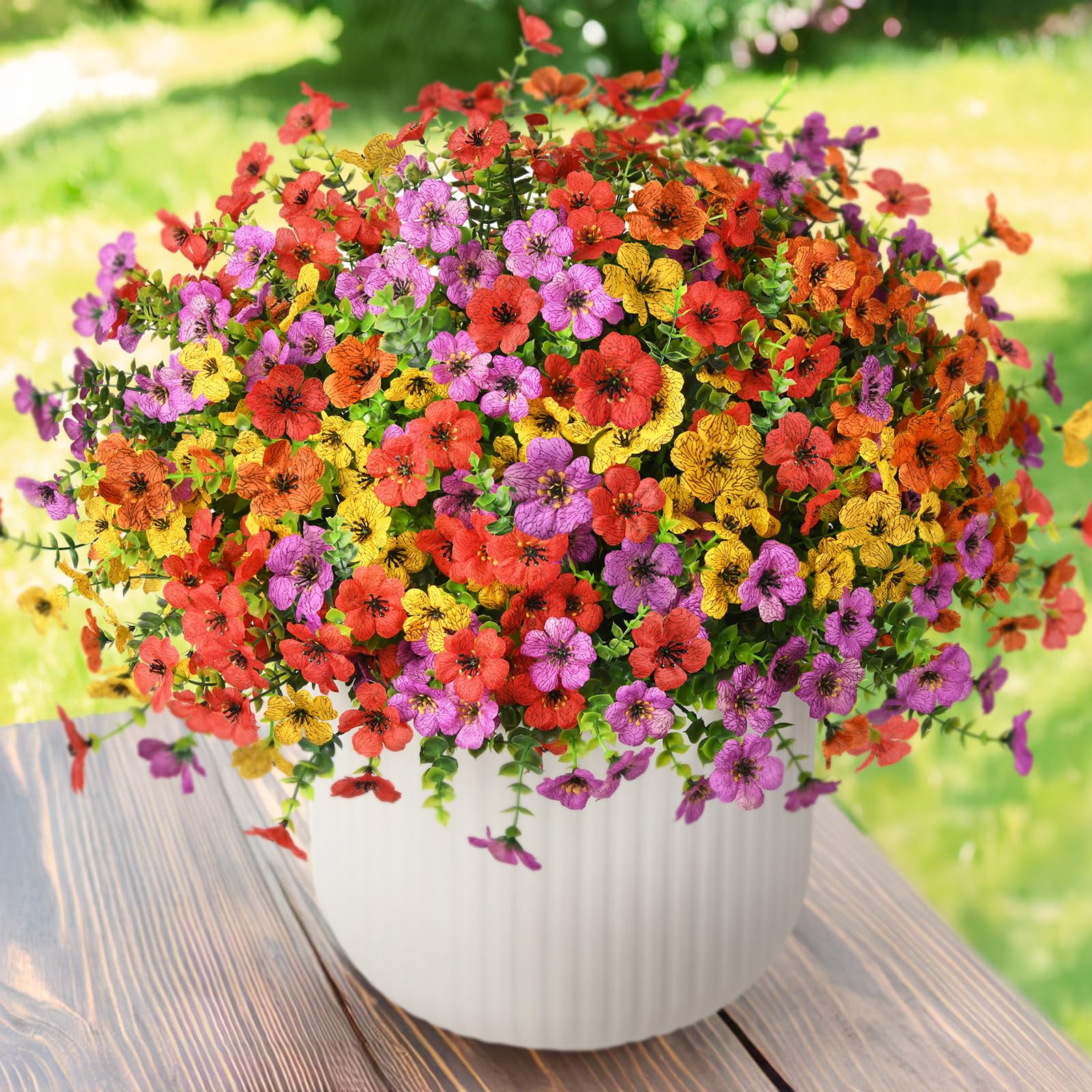 Flores Artificiales Zfprocess, Plantas Artificiales Para Exteriores, 12 Paquetes