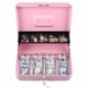 thumbnail image 5 of Caja de efectivo xilada con bandeja para dinero y cerradura con llave, color rosa, 5 of 8