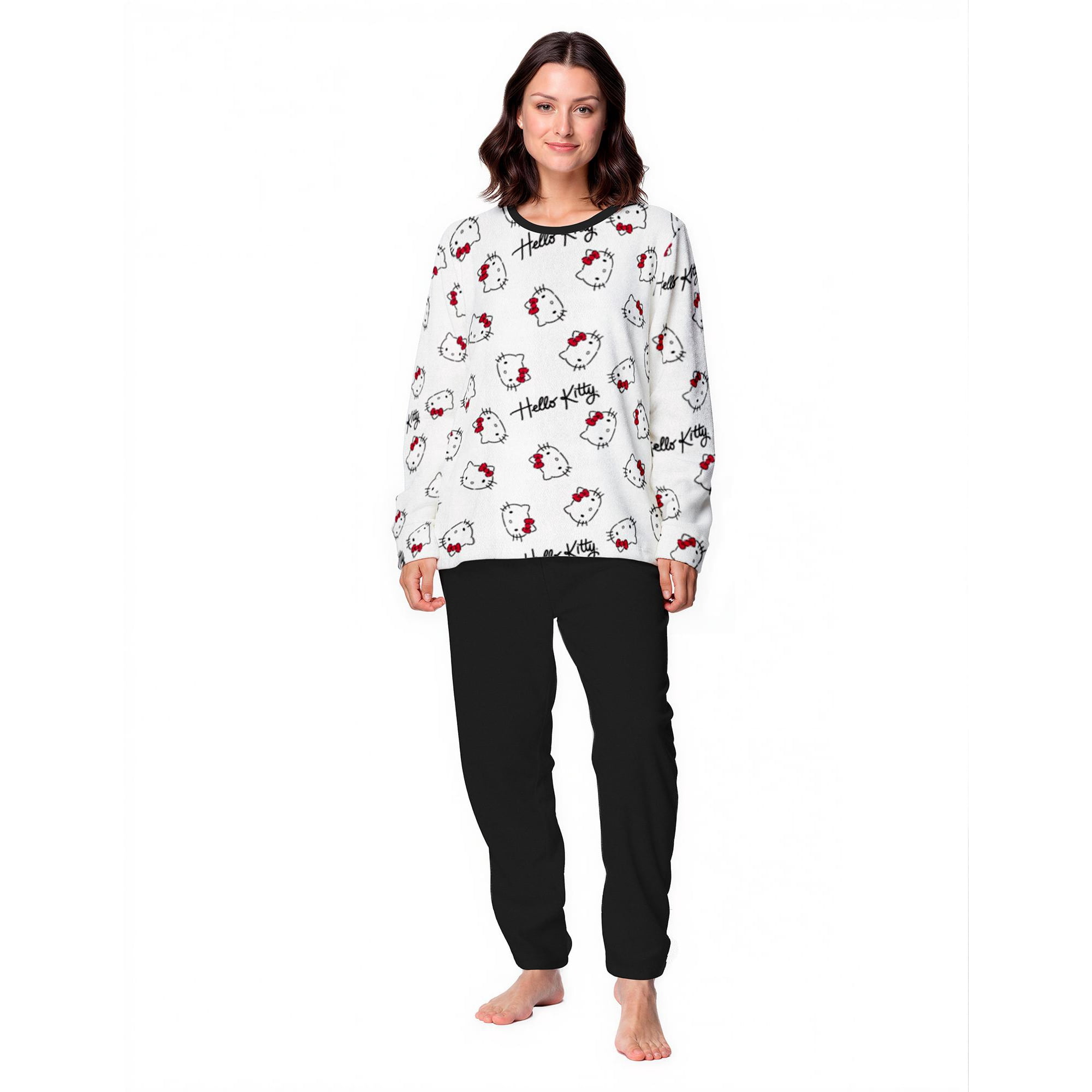 Top - Pijama Largo Mujer Micropolar Invierno Hello Kitty C1