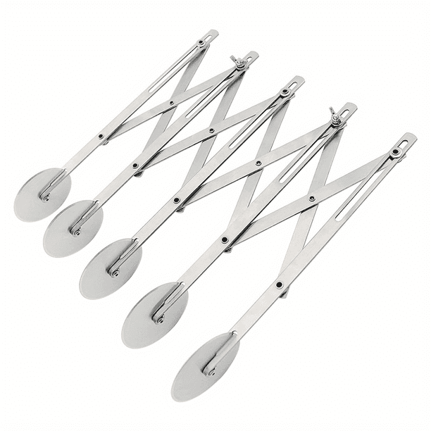 1pc, 5 Wheel Pastry Cutter, Stainless Steel Expandable Pizza Slicer, Durable Dough Cutter, Noodle Cutter, Stainless Steel Noodle Lattice Roller, Kitchen Noodle Cutter, Creative Manual Noodle Slitters