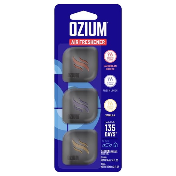 Ambientador Ozium Black Clip-on, paquete de 3