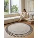 thumbnail image 2 of Alfombra Redonda Boho Chic 1m - Textura Hojas y Flecos, 2 of 6