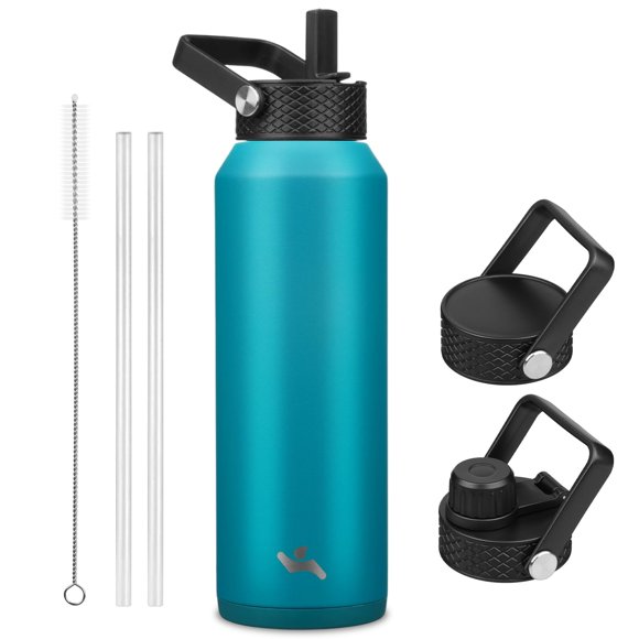 Botella de agua Konokyo de acero inoxidable aislante de 1,2 L con 3 tapas
