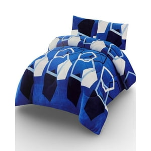 Kang Da - Cubrecama Plush Con Chiporro Invierno 2 Plazas Azul
