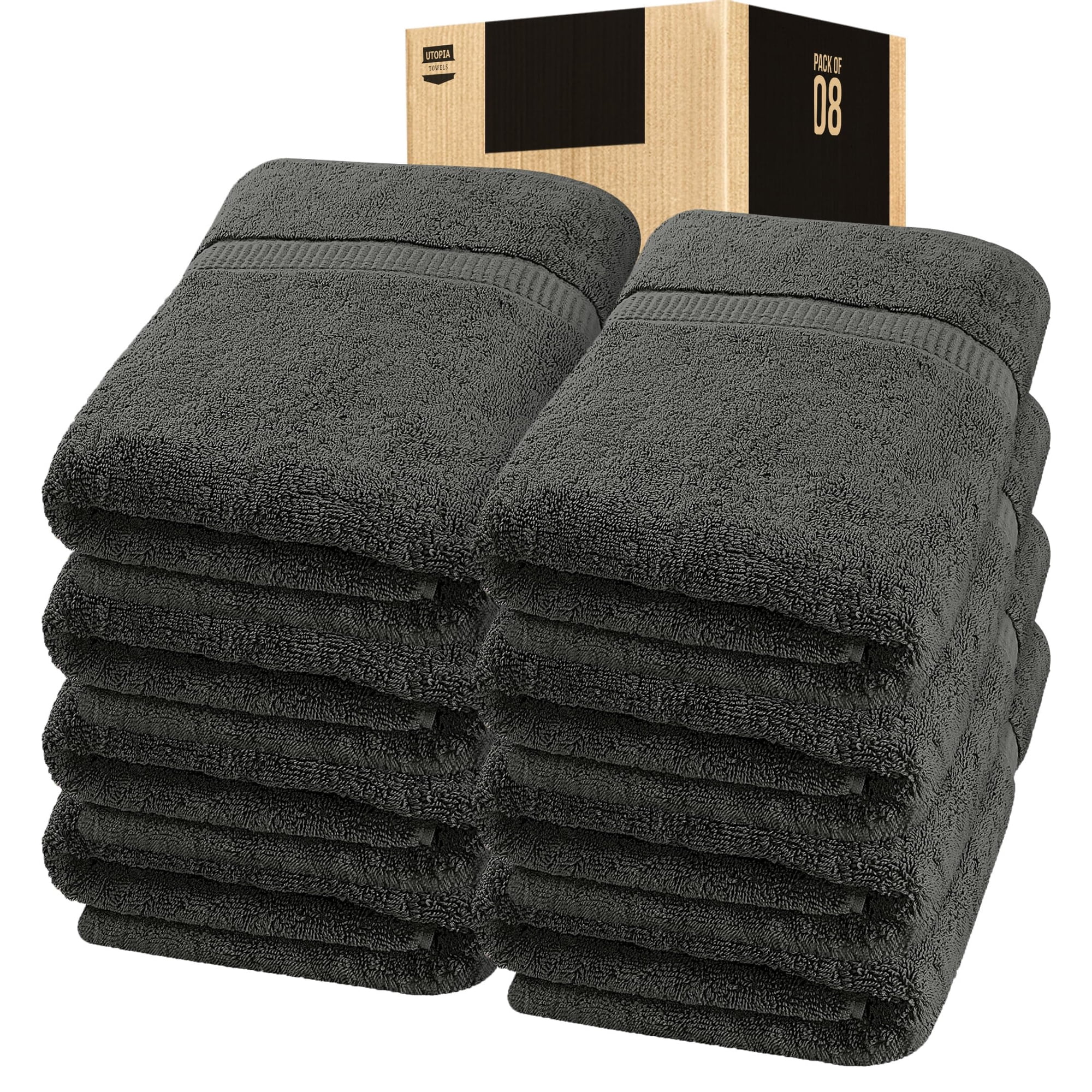 Toalla Utopia Towels Sábana De Baño Jumbo 89 X 178 Cm Gris, 8 Piezas