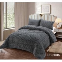 Aladdins Shop - Cobertor De Invierno Texturizado Con Chiporro 1,5 Plaza Diseño Trenza Gris Oscuro