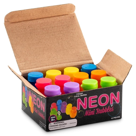 Bedwina Mini Neon Party Bubbles Bedwina para niños, paquete de 12
