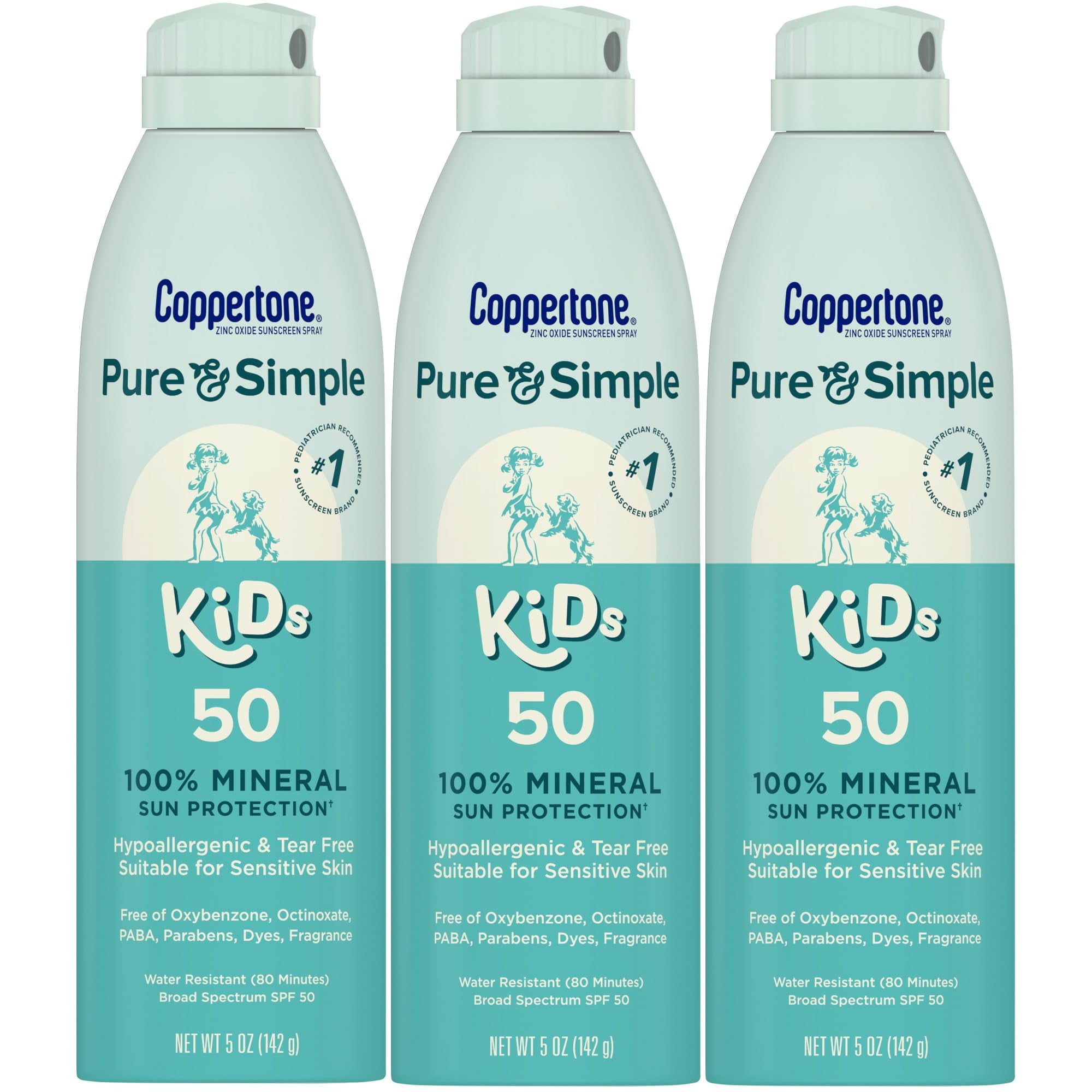 Spray Protector Solar Coppertone Pure And Simple Para Niños, Spf 50, 150 Ml