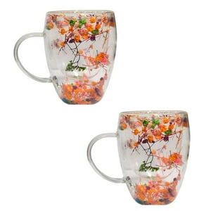 Oem - Set 2 Taza Café Cocina Diseño Flores Incrustadas Grande