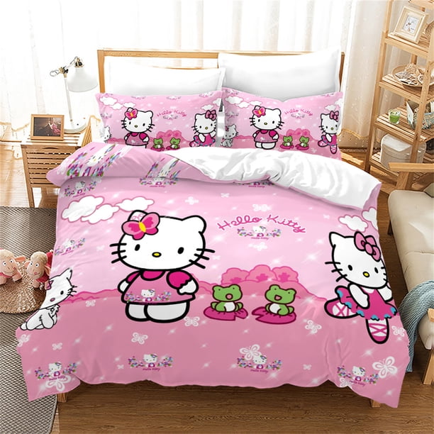 Hello Kitty Bedding Set Comforte 3-Piece 1 Quilt Cover Exquisite Birthday Gift 100% Polyester Cute Cartoon Home Decor