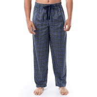 Pantalón Para Dormir Izod De Forro Polar Sedoso Para Hombre, Azul Marino Y Amarillo A Cuadros