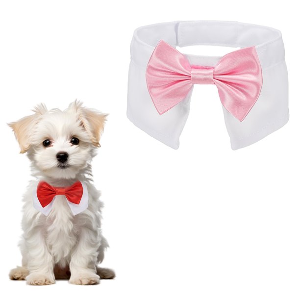 Uxcell Corbata de Moño para Perro, Corbata de Esmoquin con Collar Ajustable Collar de Mascota Lindo Corbata Elegante con Gancho y Bucle (Algodón, L, Oro Rosa), para Boda de Mascota Bandana Cumpleaños