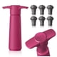 thumbnail image 1 of Bomba ahorradora de vino Vacu Vin rosa con tapón de vino al vacío, mantiene el vino fresco hasta 10 días, 1 bomba y 6 tapones, reutilizable, fabricada en los Países Bajos, 1 of 7