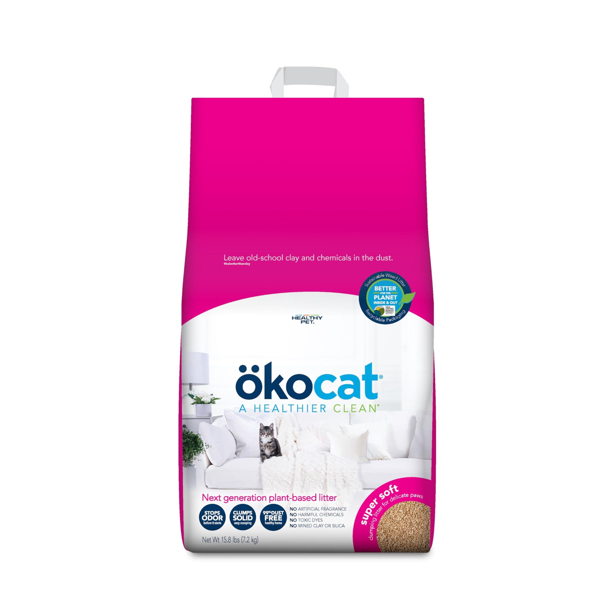 Arena Para Gatos Ökocat, Madera Supersuave, Aglomerante, 7,17 Kg, Sin Perfume