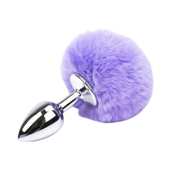 Plug Anal Cola de Conejo Acero Inoxidable Morado Talla S