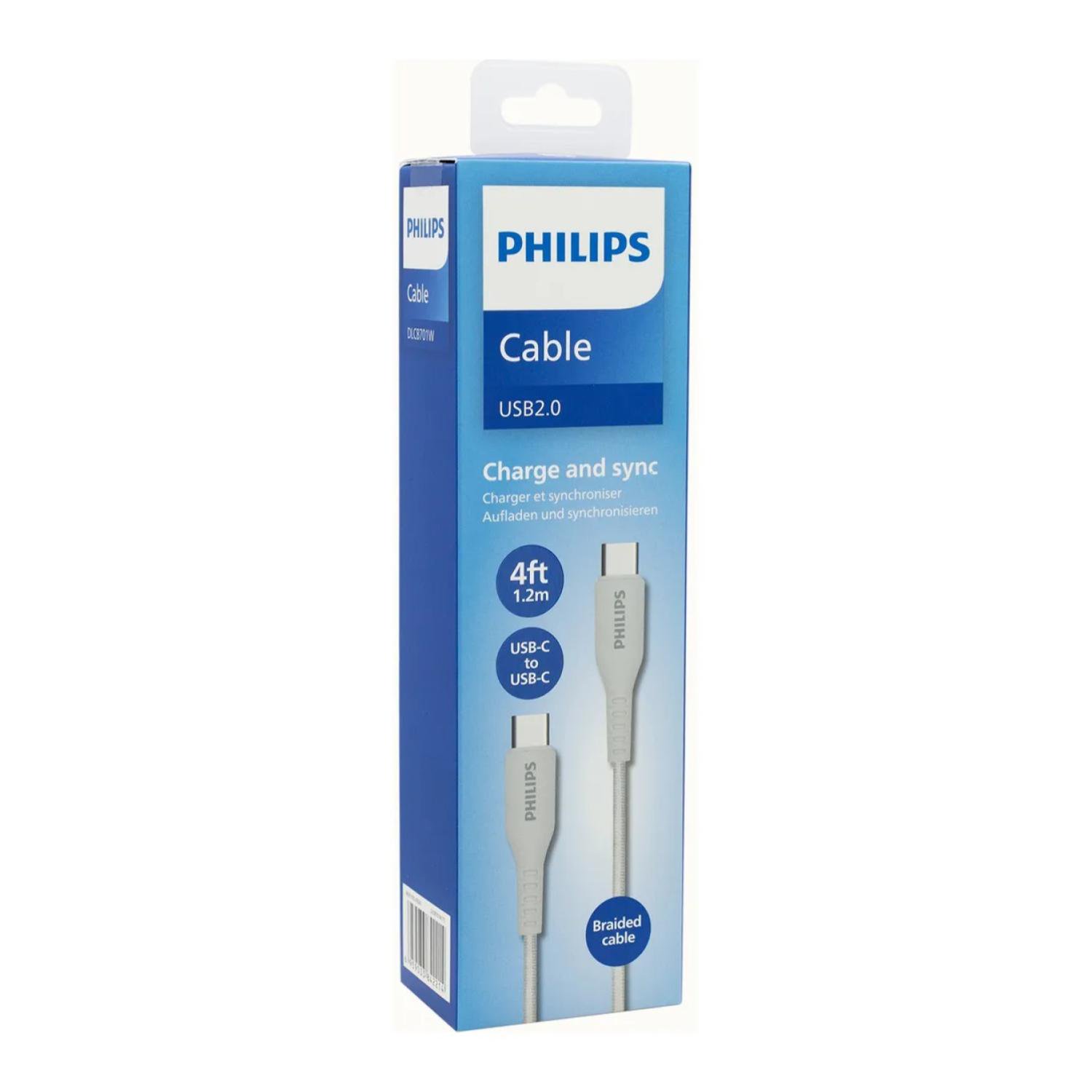 Philips - Cable De Carga Rapida 60w Usb C A Usb C Blanco Dlp8601b/71